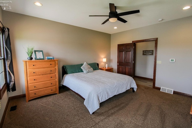 9117 W Mason Rd, Castalia, OH 44824 - carpeted bedroom with recessed lighting, baseboards, and a ceiling fan