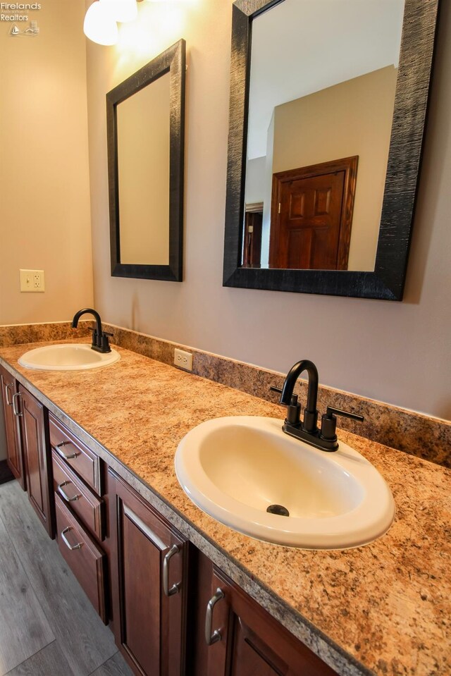 9117 W Mason Rd, Castalia, OH 44824 - full bath with double vanity and wood finished floors