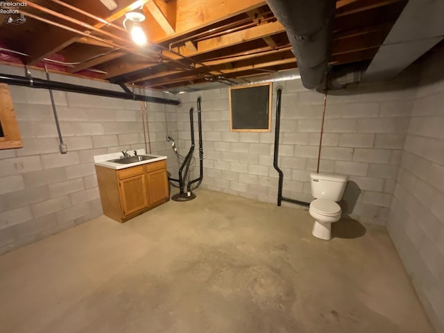 unfinished below grade area with a sink