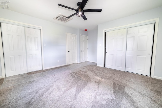 5033 Crestline Rd, Bucyrus, OH 44820 - unfurnished bedroom featuring baseboards, carpet flooring, multiple closets, and visible vents