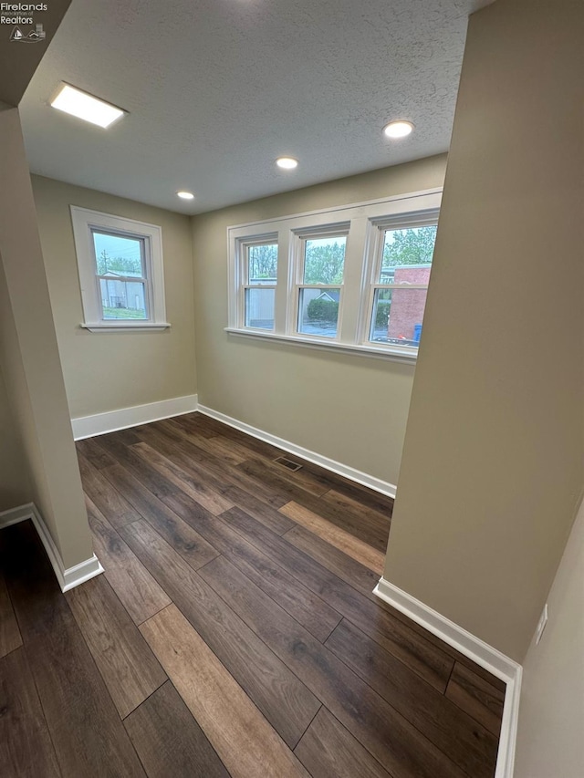 141 Main St, Castalia, OH 44824 - spare room with dark wood-style flooring, a textured ceiling, baseboards, and plenty of natural light