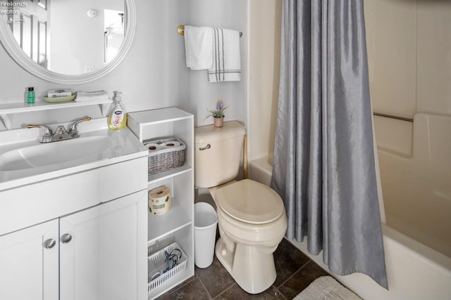 264 Clinton Reef Dr, Port Clinton, OH 43452 - bathroom with shower / bathtub combination with curtain, toilet, and vanity