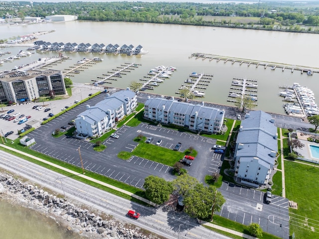 264 Clinton Reef Dr, Port Clinton, OH 43452 - aerial view of a nearby body of water, numerous boat docks, and apartment complex