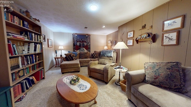 66 Hillcrest Dr, Willard, OH 44890 - sitting room featuring carpet floors, a textured ceiling, and a decorative wall