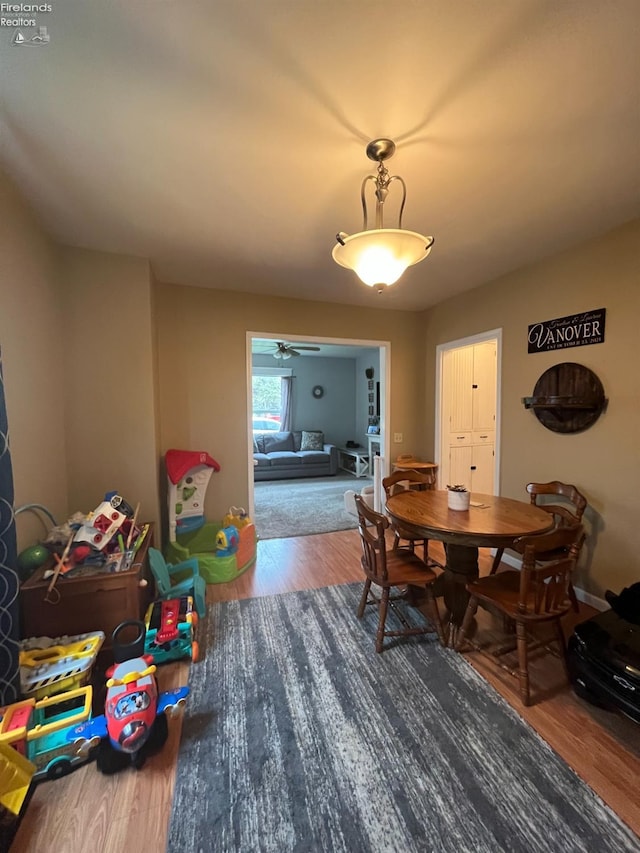 81 Melissa St, Tiffin, OH 44883 - dining area with wood finished floors and a ceiling fan
