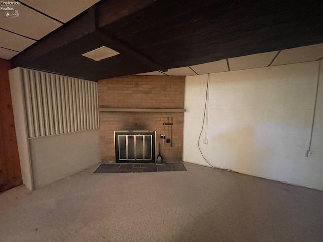 5 Old State Rd, Norwalk, OH 44857 - finished below grade area with carpet floors and a brick fireplace
