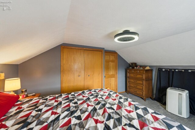 515 Berlin Rd, Huron, OH 44839 - bedroom featuring carpet floors, vaulted ceiling, and a closet