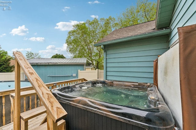 515 Berlin Rd, Huron, OH 44839 - wooden terrace with a hot tub and fence