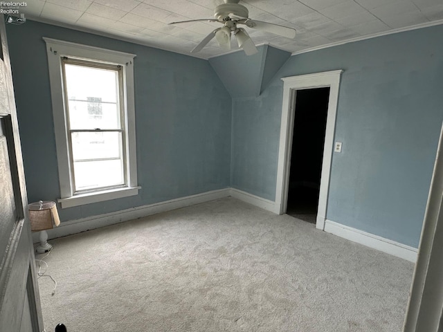 515 W Osborne St, Sandusky, OH 44870 - additional living space with carpet, a ceiling fan, baseboards, and vaulted ceiling