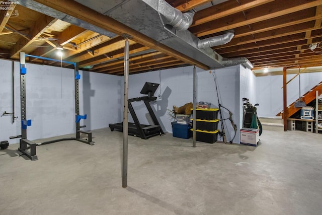 view of unfinished basement