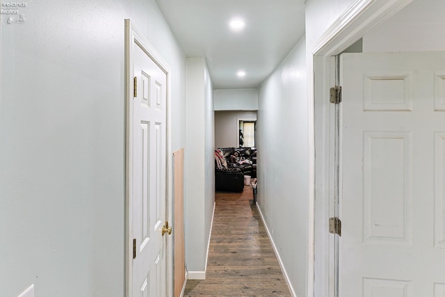 108 Spring St, Willard, OH 44890 - hallway featuring dark wood-style floors and recessed lighting
