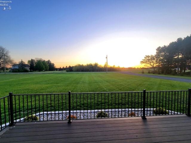 1861 N Opfer Lentz Rd, Martin, OH 43445 - deck at dusk with a view of rural / pastoral area and a yard