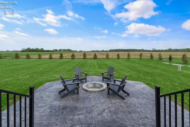 1861 N Opfer Lentz Rd, Martin, OH 43445 - view of patio / terrace with a rural view and an outdoor fire pit