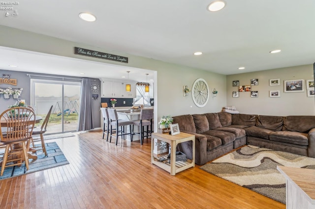 6518 W Township Road 112, Fostoria, OH 44830 - living area featuring light wood finished floors and recessed lighting