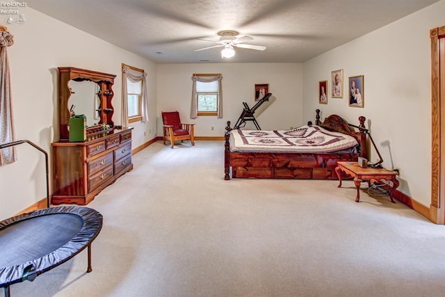 914 Wood Glen Ct, Norwalk, OH 44857 - bedroom with light carpet, baseboards, and ceiling fan