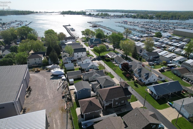 5475 E Mabel Dr, Port Clinton, OH 43452 - aerial perspective of suburban area featuring a nearby body of water and numerous boat docks
