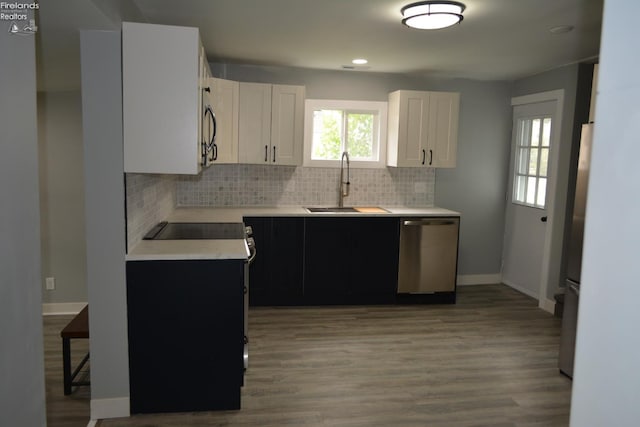 26 Marshall St, Norwalk, OH 44857 - kitchen with dishwasher, a sink, light countertops, baseboards, and tasteful backsplash