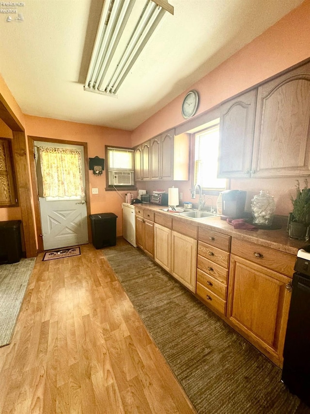 1168 Platt St, Martin, OH 43445 - kitchen featuring a sink, light wood-type flooring, light countertops, and stove