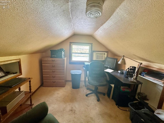 1168 Platt St, Martin, OH 43445 - office with a textured ceiling, vaulted ceiling, and carpet