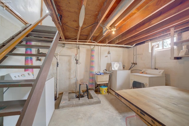 419 Kinney St, Bellevue, OH 44811 - basement with independent washer and dryer and a sink