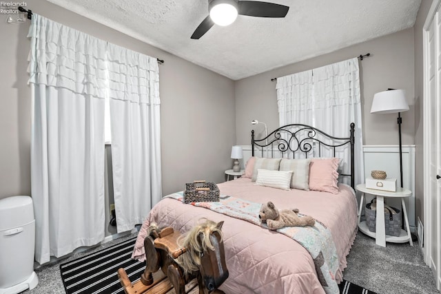 3960 Everingin Rd, Monroeville, OH 44847 - bedroom with carpet floors, a textured ceiling, and a ceiling fan