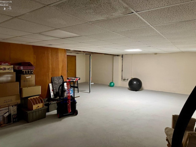 104 N Wood St, Fremont, OH 43420 - finished below grade area featuring a drop ceiling and wooden walls