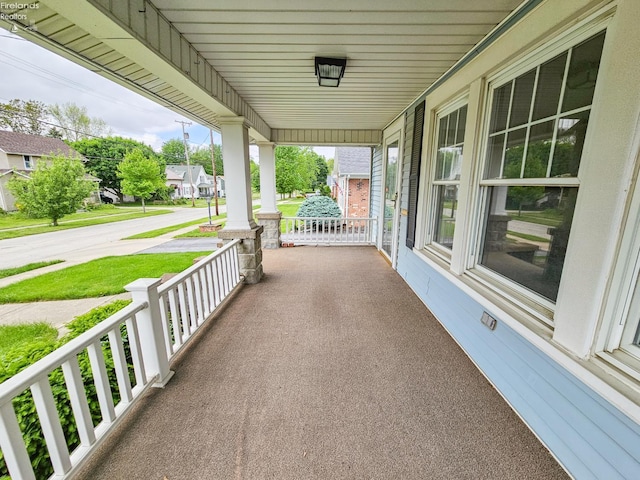 124 Walter St, Bellevue, OH 44811 - view of patio featuring covered porch and a residential view