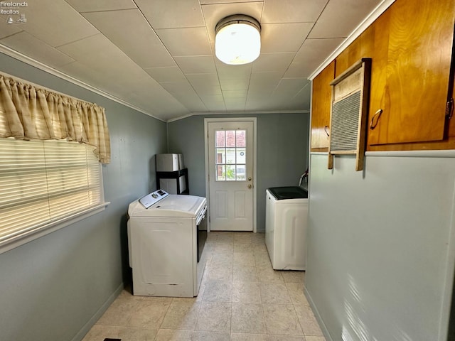 203 Washington St, Bettsville, OH 44815 - laundry area with separate washer and dryer, crown molding, and baseboards