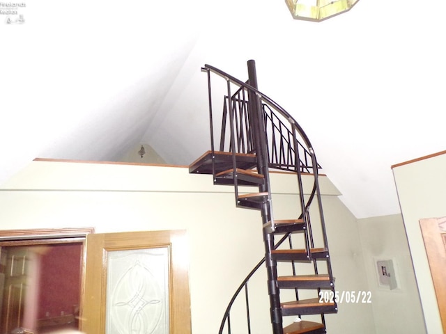 408 W Main St, Bellevue, OH 44811 - stairs featuring lofted ceiling