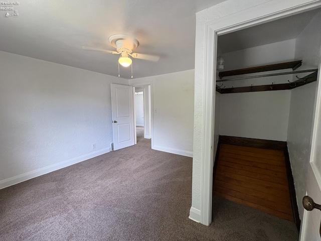 427 N Clover St, Fremont, OH 43420 - unfurnished bedroom with carpet floors, baseboards, and ceiling fan