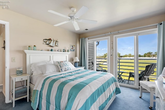 326 Clinton Reef Dr Unit 326, Port Clinton, OH 43452 - bedroom featuring carpet, access to exterior, and a ceiling fan
