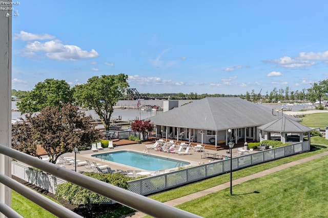 326 Clinton Reef Dr Unit 326, Port Clinton, OH 43452 - community pool with a gazebo and a patio area