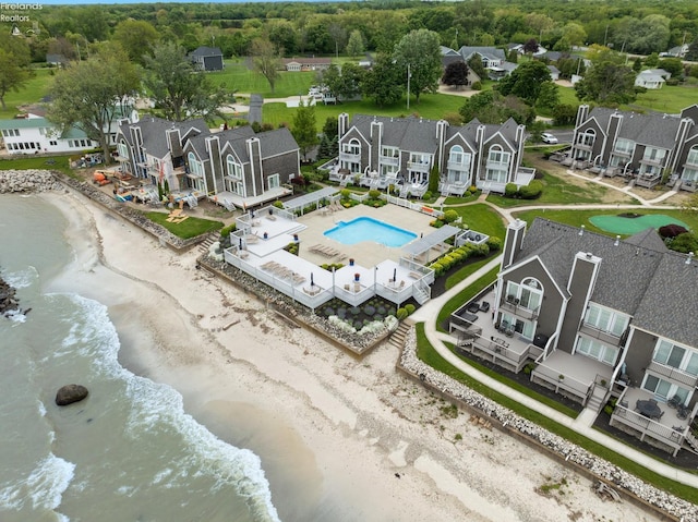 3999 NE Catawba Rd Unit 29, Port Clinton, OH 43452 - aerial perspective of suburban area with a pool and expansive coastline