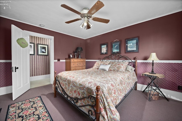 133 E Forest St, Clyde, OH 43410 - carpeted bedroom featuring ceiling fan and crown molding