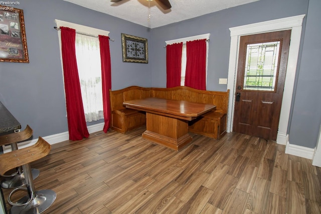 134 Hobson St, Bellevue, OH 44811 - unfurnished office with ceiling fan, wood finished floors, and baseboards