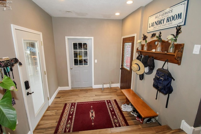 134 Hobson St, Bellevue, OH 44811 - foyer entrance featuring wood finished floors, recessed lighting, and baseboards