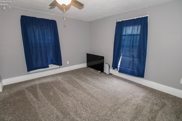 134 Hobson St, Bellevue, OH 44811 - carpeted spare room with a ceiling fan, a textured ceiling, and baseboards