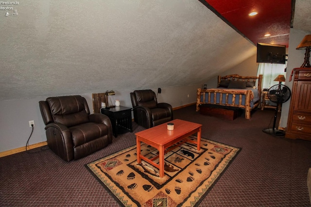 134 Hobson St, Bellevue, OH 44811 - carpeted bedroom featuring baseboards, vaulted ceiling, and a textured ceiling
