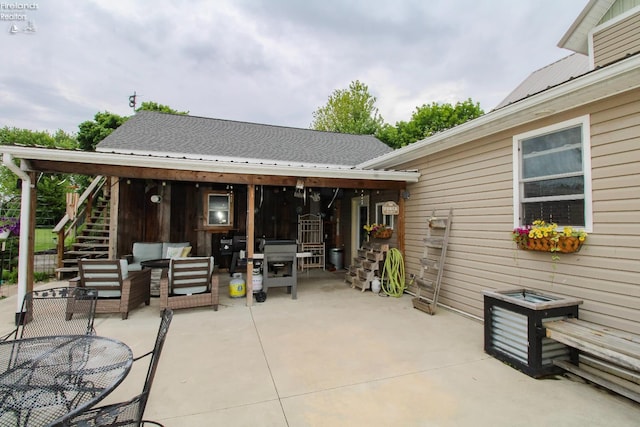 134 Hobson St, Bellevue, OH 44811 - view of patio with stairway, outdoor dining space, and outdoor lounge area