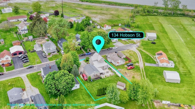 134 Hobson St, Bellevue, OH 44811 - aerial perspective of suburban area featuring property boundaries highlighted