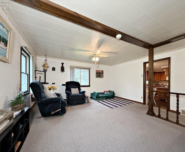 31 Mohawk St, Tiffin, OH 44883 - carpeted living area with ceiling fan and baseboards