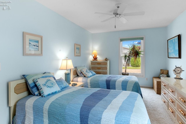6485 E Harbor Rd Unit 38, Marblehead, OH 43440 - bedroom featuring light carpet and ceiling fan