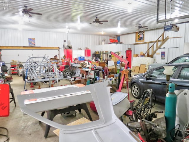 1319 Burkholder, Clyde, OH 43410 - garage featuring ceiling fan