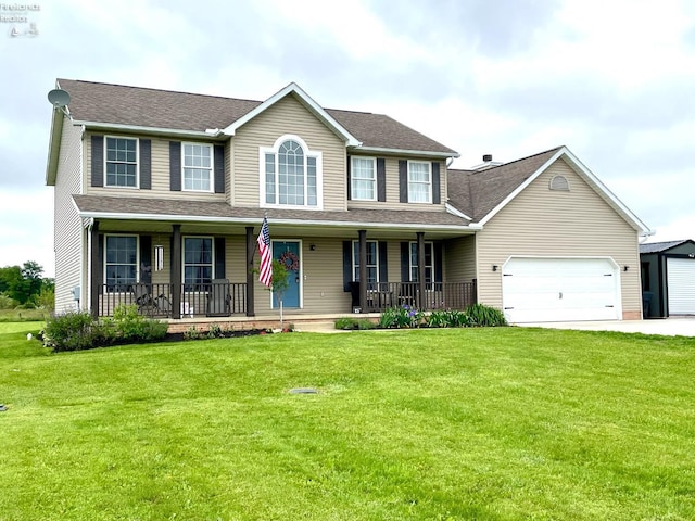 4936 Gibbs Rd, Norwalk, OH 44857 - view of front facade featuring a porch, a front yard, and a garage