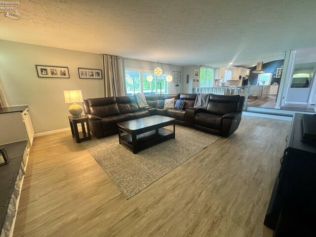 505 E Stoneplace Dr, Sandusky, OH 44870 - living area with wood finished floors, a textured ceiling, and baseboards
