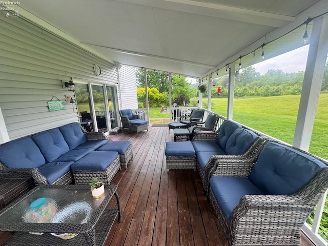 505 E Stoneplace Dr, Sandusky, OH 44870 - deck with outdoor lounge area and a yard