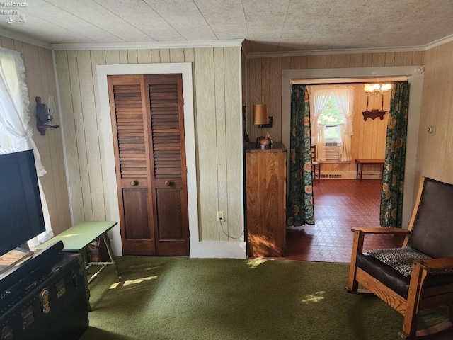 635 Walnut Ave, Lakeside, OH 43440 - living area with crown molding and wooden walls
