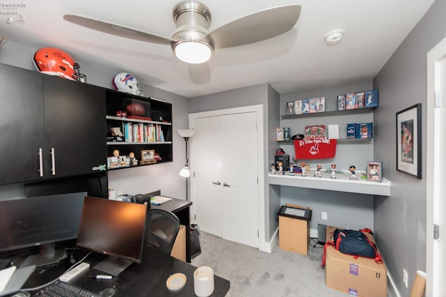 1402 Newman Ave, Lakewood, OH 44107 - home office featuring light colored carpet and a ceiling fan