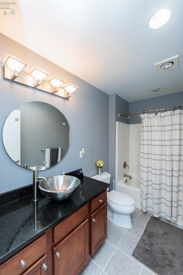 1402 Newman Ave, Lakewood, OH 44107 - bathroom with vanity, shower / bathtub combination with curtain, and tile patterned flooring