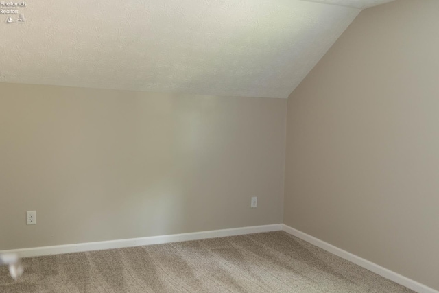 15 Abbott St, Wakeman, OH 44889 - additional living space featuring carpet flooring, vaulted ceiling, and a textured ceiling